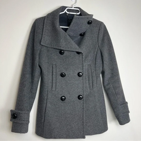 Babaton Howell Virgin Wool & Cashmere Double Breasted Coat - Heather Grey- Small - Picture 1 of 9